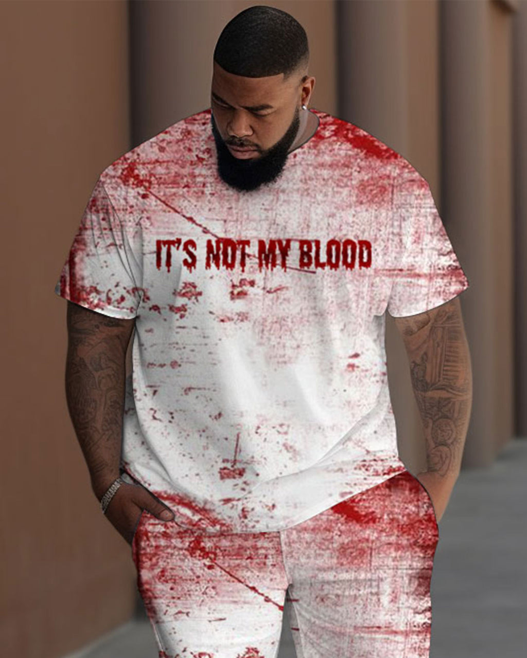 Big & Tall Graphic T-Shirt Pants Set for big men view 2
