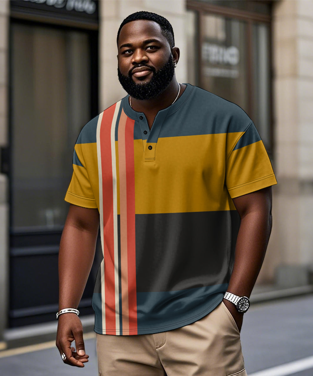 Big & Tall Blue Geometric Graphic T-Shirt for big men view 1