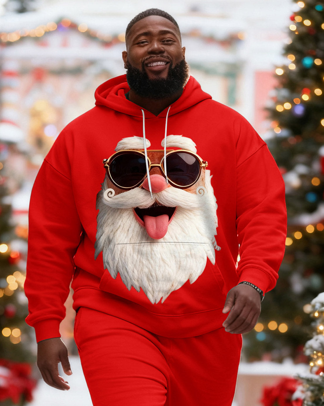 Big & Tall Graphic Hoodie Sweatpants Set for big men view 3