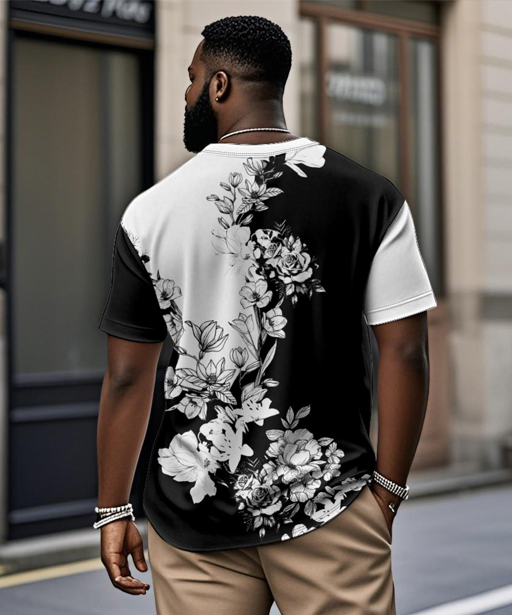 Big & Tall Black White Graphic T-Shirt for big men view 2