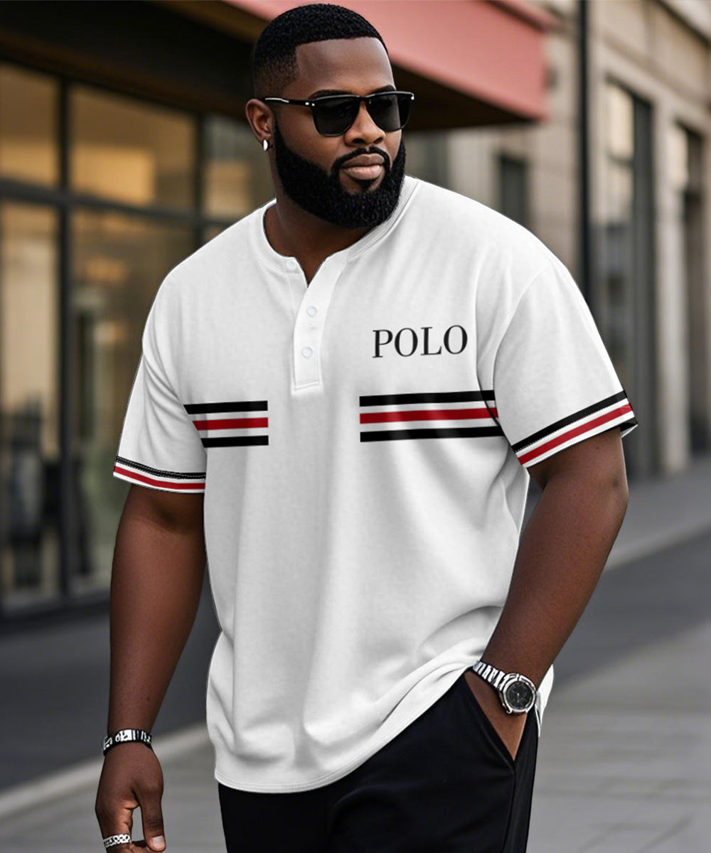 Big & Tall White Striped Graphic T-Shirt for big men view 1