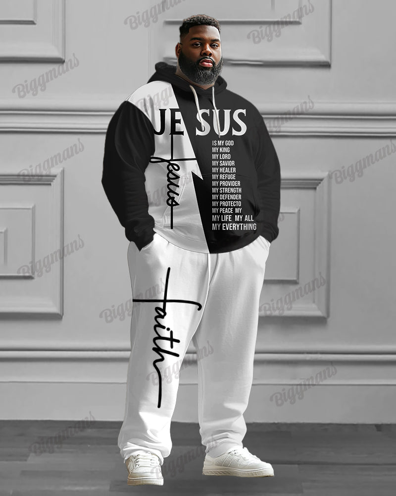 Big & Tall Graphic Hoodie Sweatpants Set for big men view 1