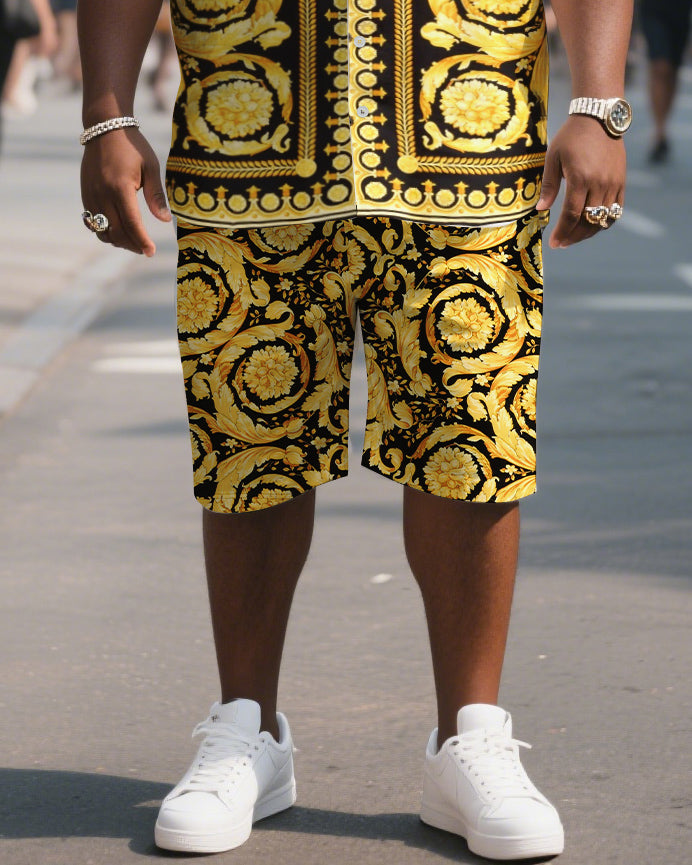 Big & Tall Graphic Vintage T-Shirt Shorts Set for big men view 3
