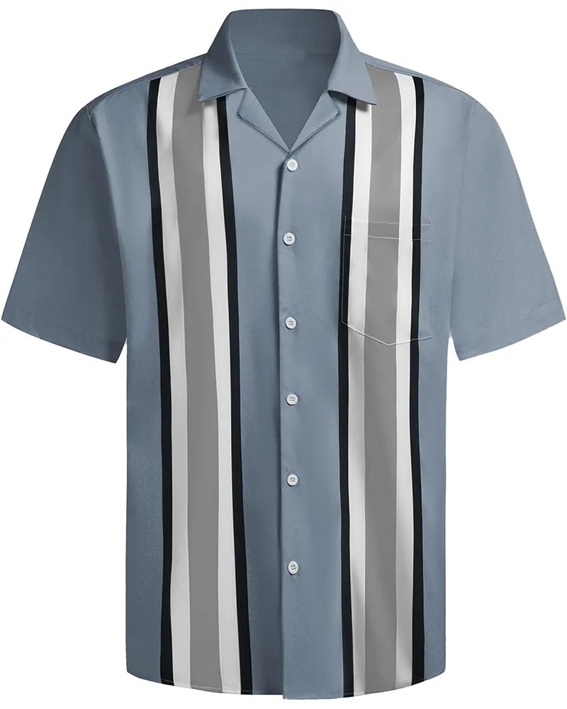 Big & Tall Hawaiian Striped Short Sleeve Shirt for big men view 12