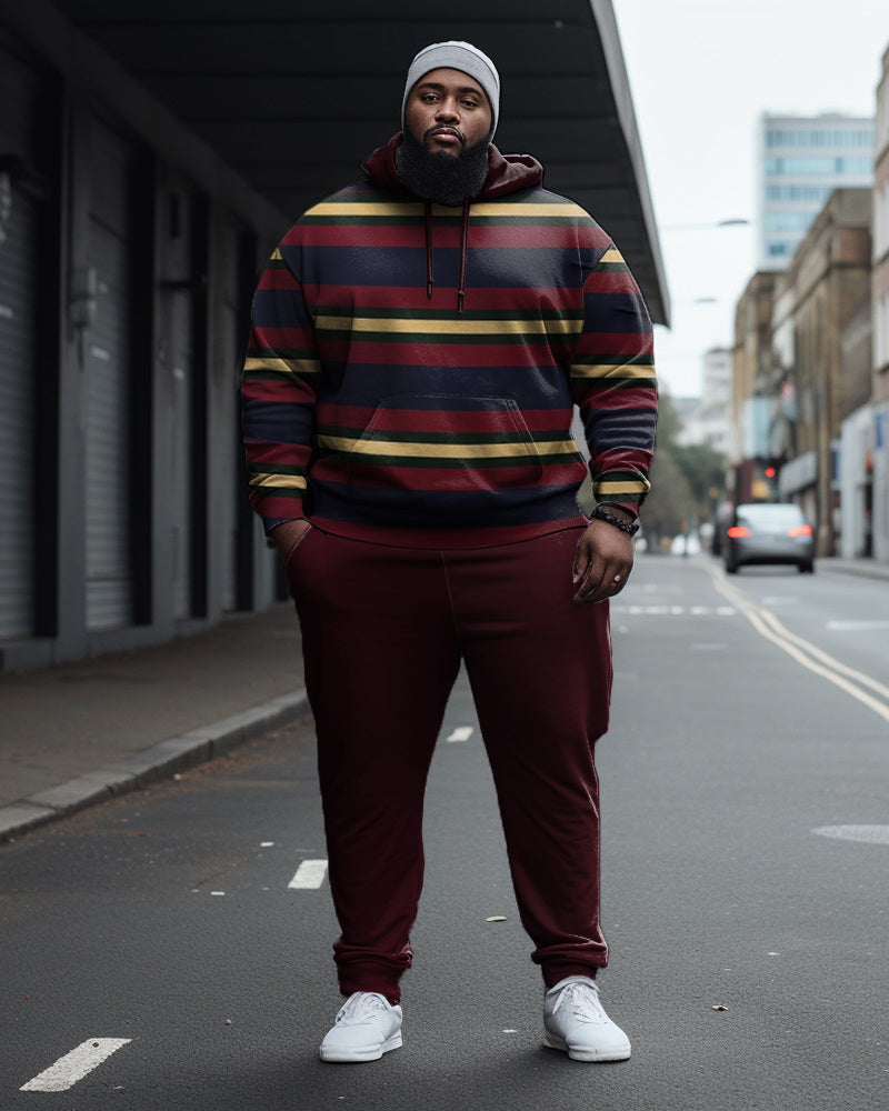 Big & Tall Striped Hoodie Sweatpants Set for big men view 1