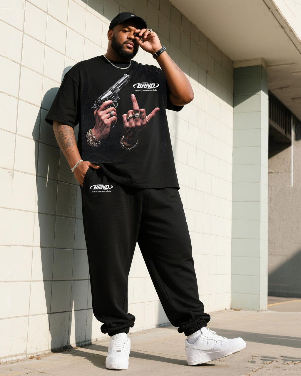 Big & Tall Streetwear T-Shirt Pants Set for big men view 2