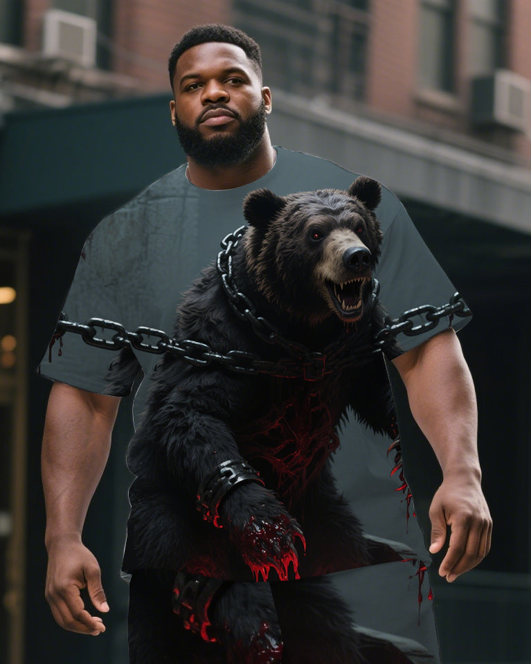 Big & Tall Streetwear T-Shirt Shorts Set for big men view 2