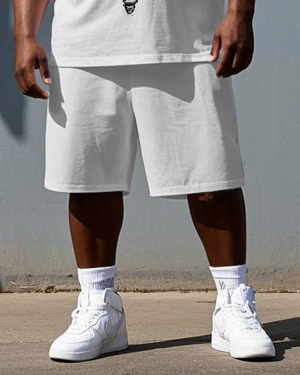 Big & Tall Graphic Skull T-Shirt Shorts Set for big men view 3
