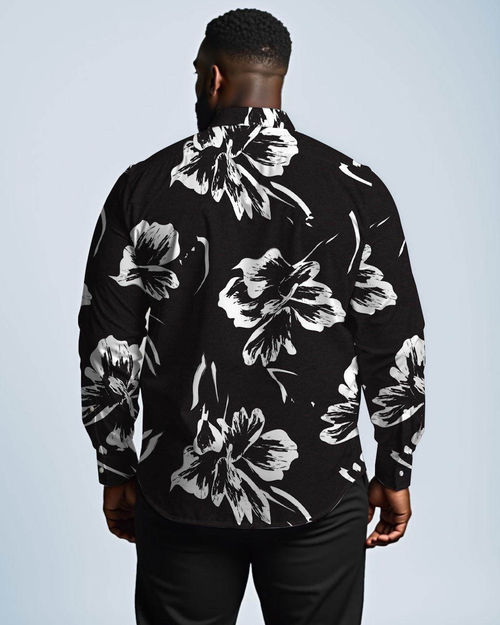 Big & Tall Floral Long Sleeve Shirt for big men view 2