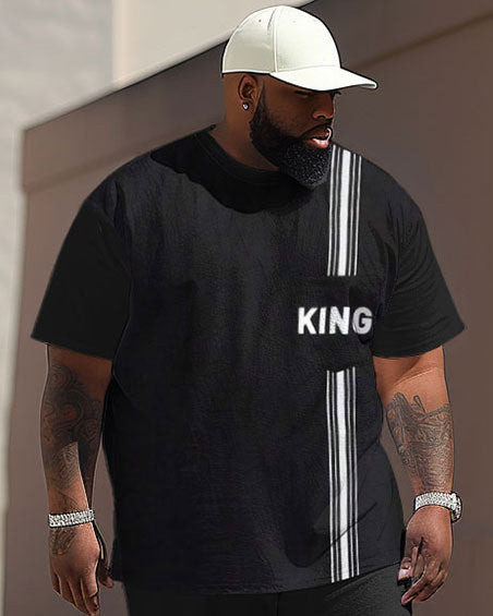 Big & Tall Striped Graphic T-Shirt Pants Set for big men view 2
