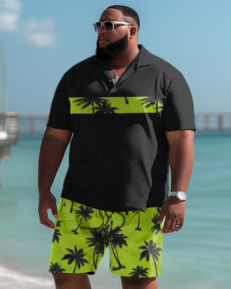 Big & Tall Hawaiian T-Shirt Shorts Set for big men view 2