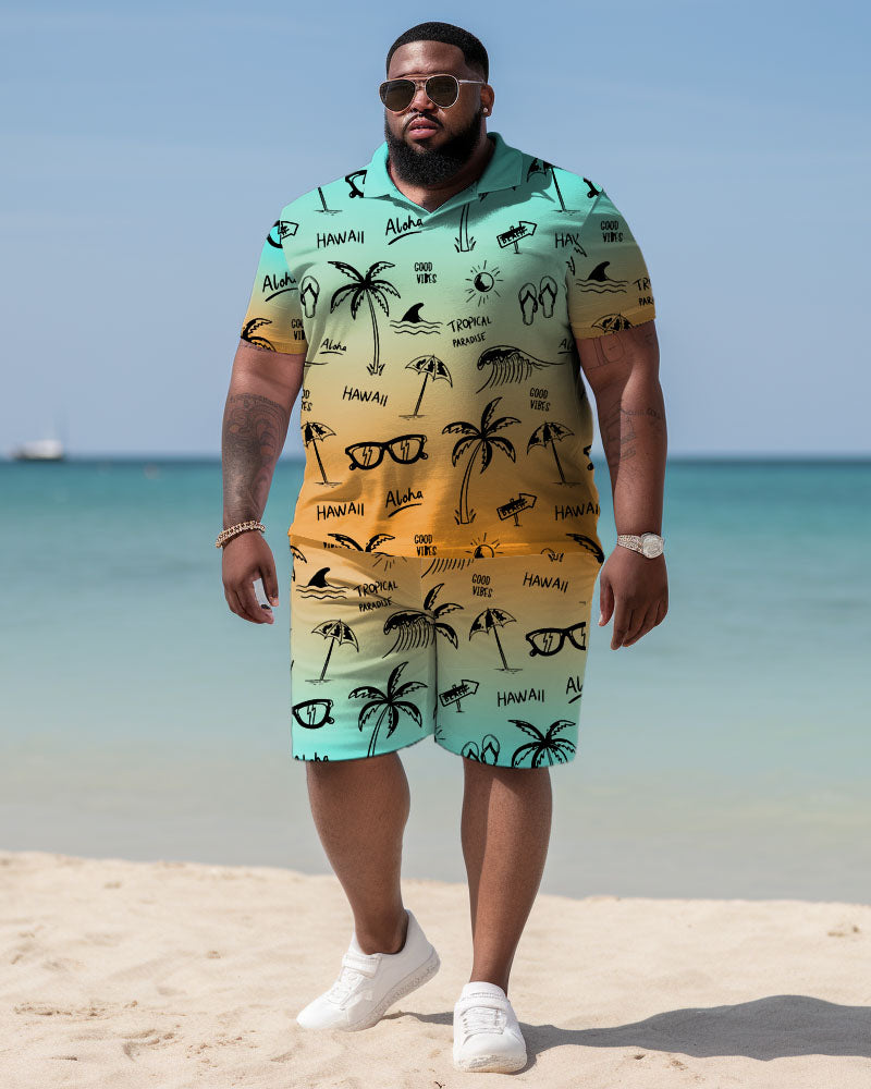 Big & Tall Hawaiian Gradient Jeans for big men view 1