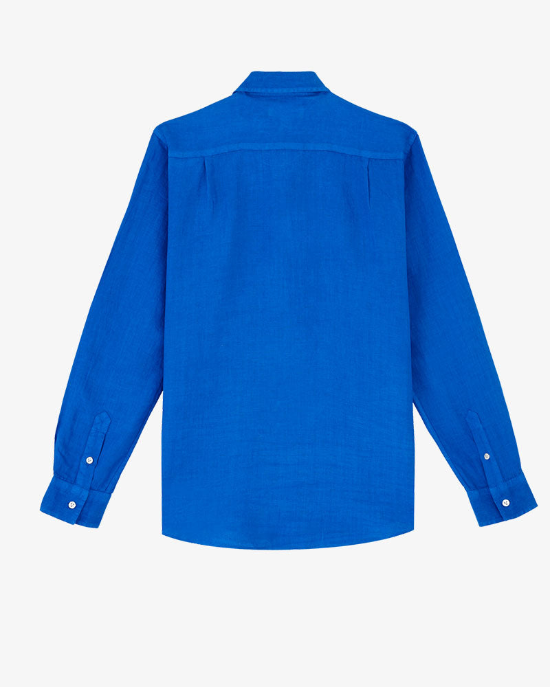 Big & Tall Blue Solid Color Graphic Long Sleeve Shirt for big men view 2