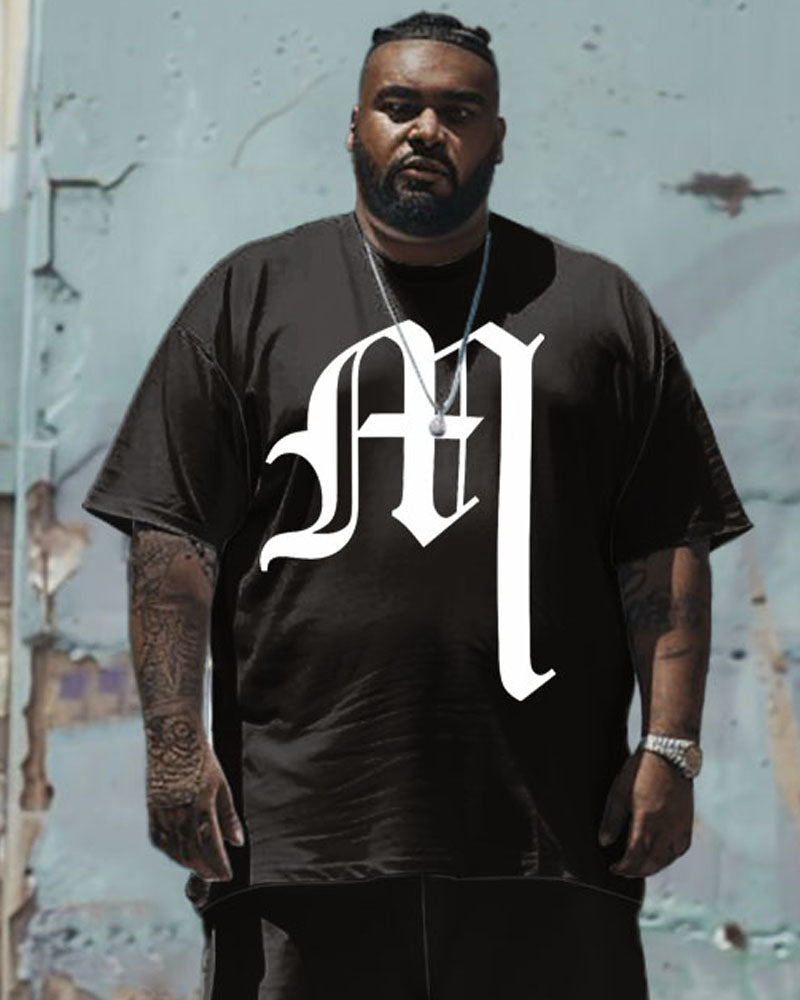 Big & Tall Graphic T-Shirt Shorts Set for big men view 3