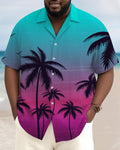 Big & Tall Blue Hawaiian Gradient Short Sleeve Shirt for big men view 1