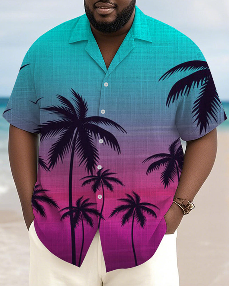 Big & Tall Blue Hawaiian Gradient Short Sleeve Shirt for big men view 1