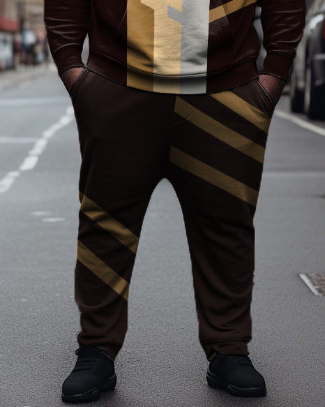 Big & Tall Colorblock Geometric Hoodie Sweatpants Set for big men view 3
