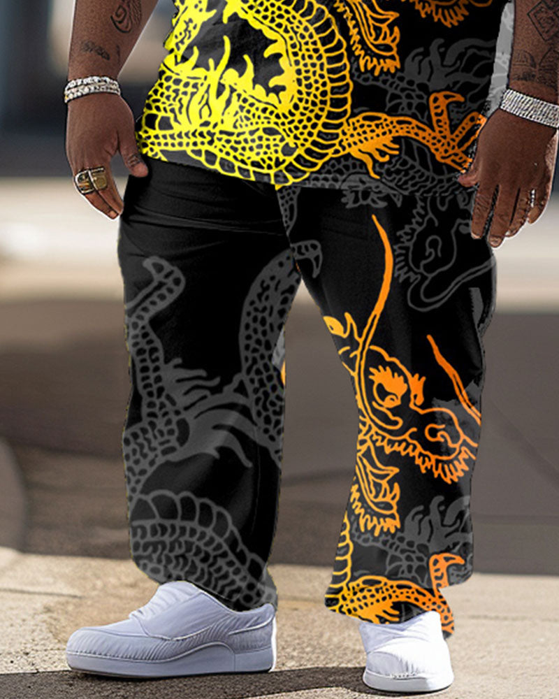 Big & Tall Gradient Graphic T-Shirt Pants Set for big men view 3