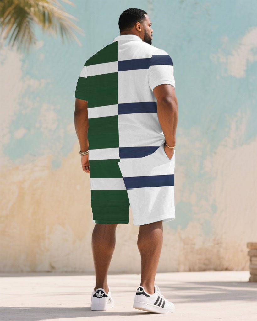 Big & Tall White Green Colorblock Jeans for big men view 4