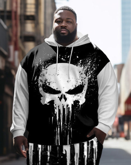 Big & Tall Splash Ink Skull Hoodie Sweatpants Set for big men view 2
