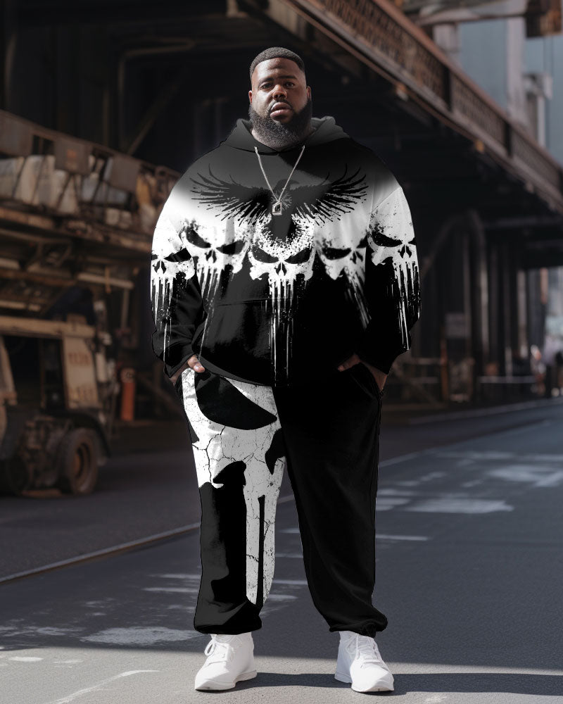 Big & Tall Graphic Skull Hoodie Sweatpants Set for big men view 1