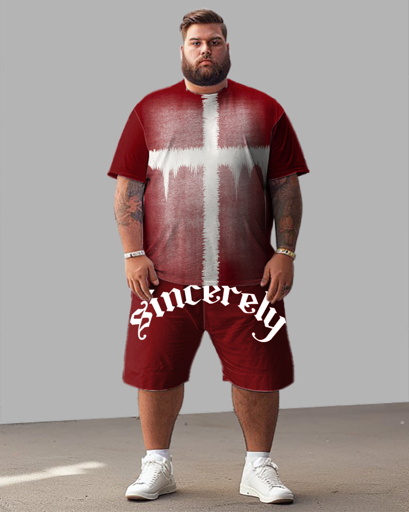 Big & Tall Graphic T-Shirt Shorts Set for big men view 1