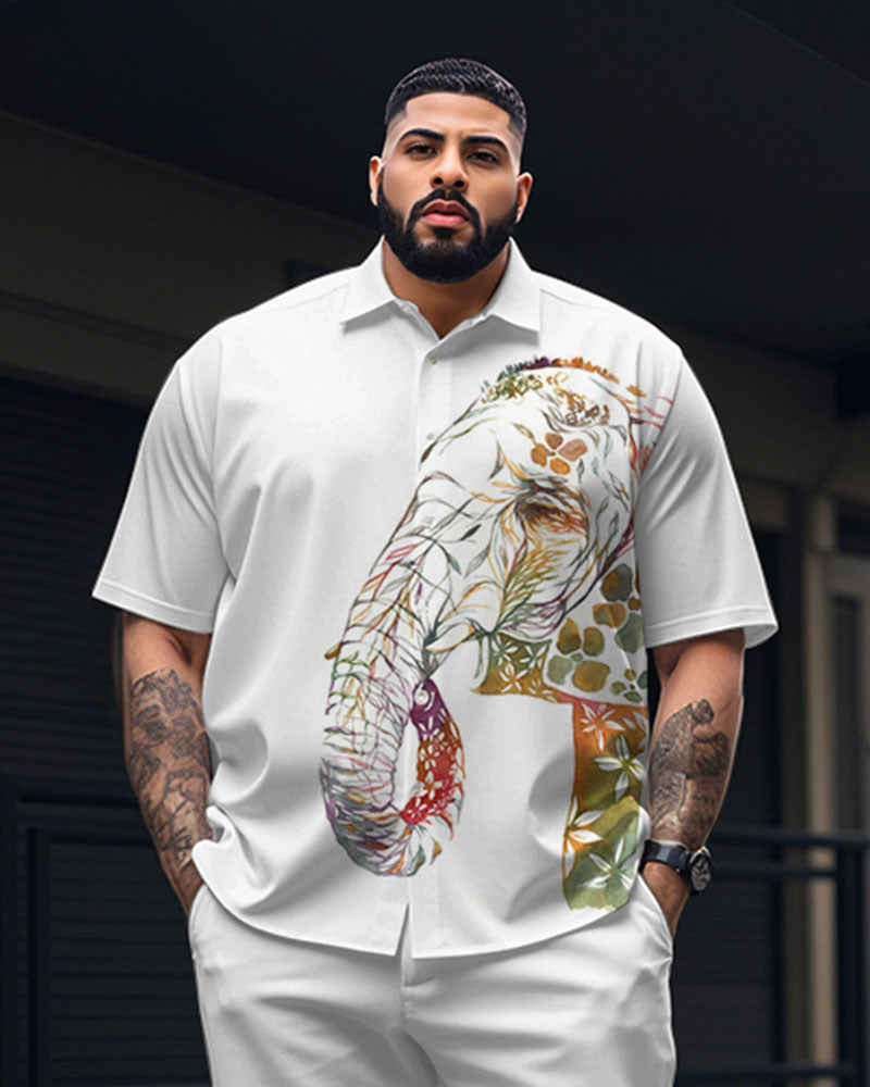 Big & Tall Gradient Graphic T-Shirt Pants Set for big men view 2