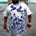 Big & Tall White Blue Graphic T-Shirt for big men
