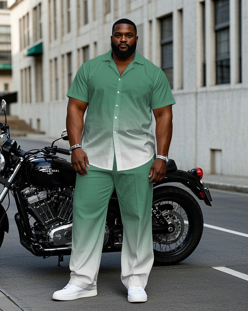 Big & Tall Green Gradient T-Shirt Pants Set for big men view 1