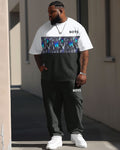 Big & Tall Colorblock Graphic Two-piece Set for big men view 1