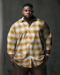 Big & Tall Yellow Plaid Long Sleeve Shirt for big men