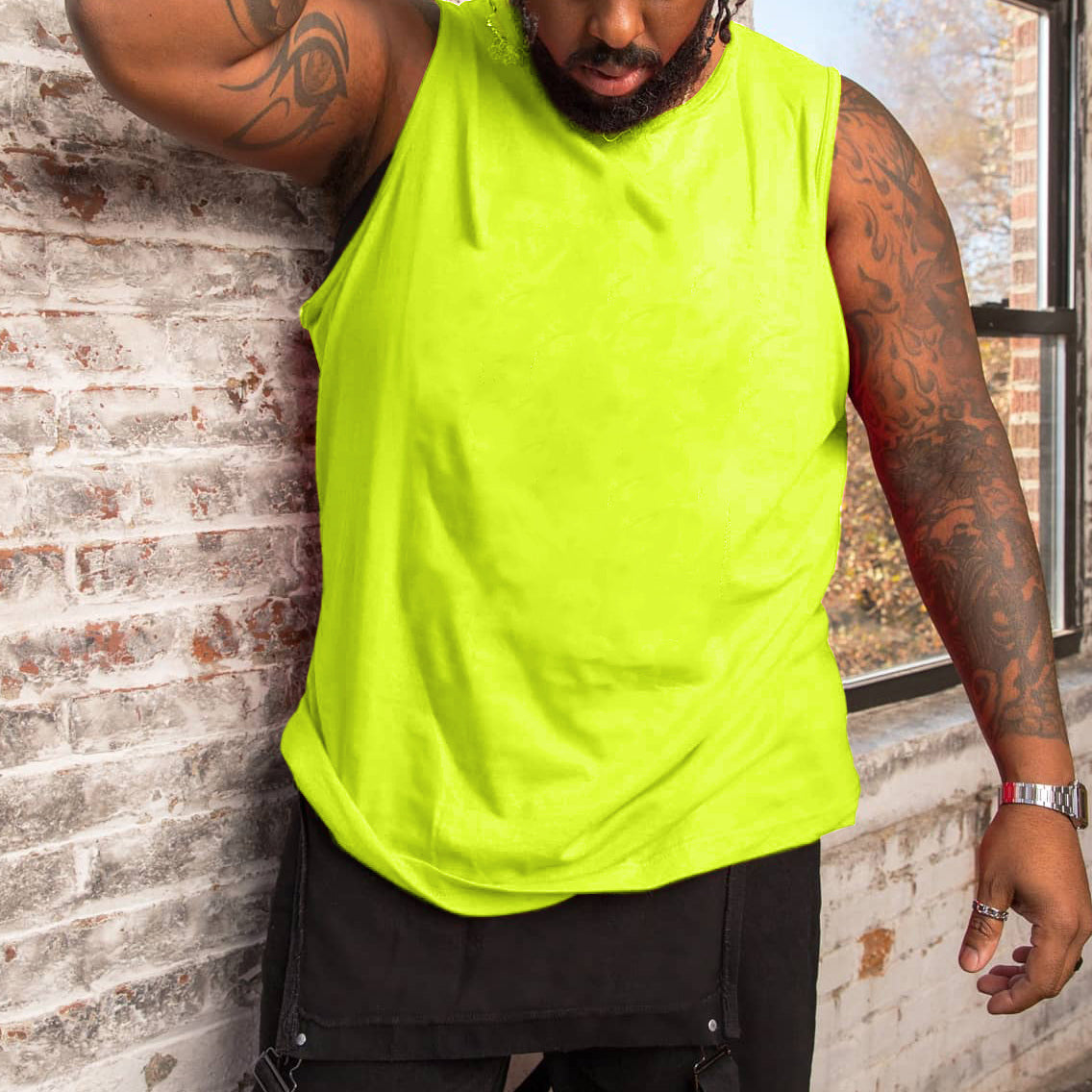 Big & Tall Solid Color Tank Top for big men view 9