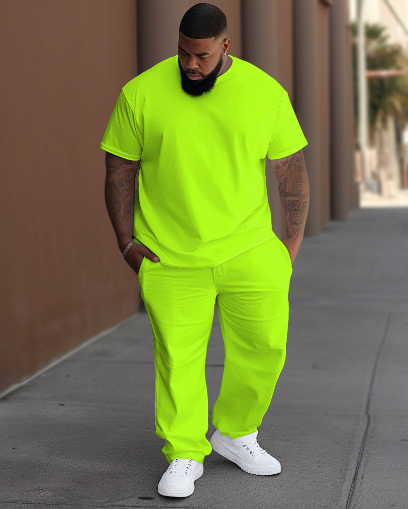 Big & Tall Solid Color T-Shirt Pants Set for big men view 9