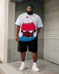 Big & Tall Graphic Graffiti T-Shirt Shorts Set for big men view 1