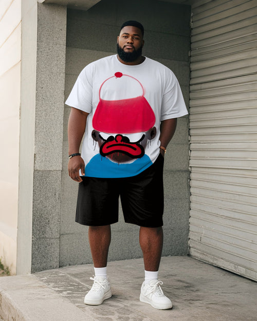 Big & Tall Graphic Graffiti T-Shirt Shorts Set for big men view 1