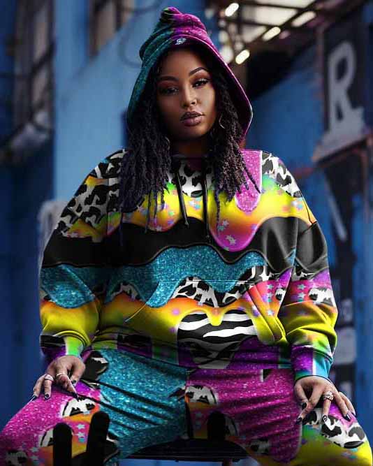 Big & Tall Graffiti Hoodie Sweatpants Set for big men view 2