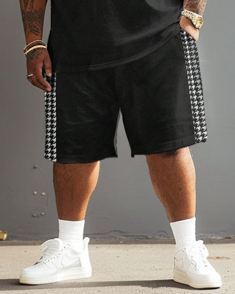 Big & Tall Patchwork T-Shirt Shorts Set for big men view 4
