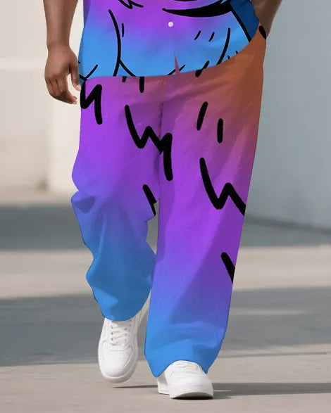 Big & Tall Gradient Streetwear T-Shirt Pants Set for big men view 3