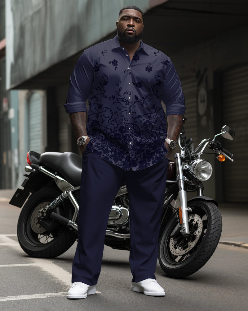 Big & Tall Graphic Floral Shirt Pants Set for big men view 1