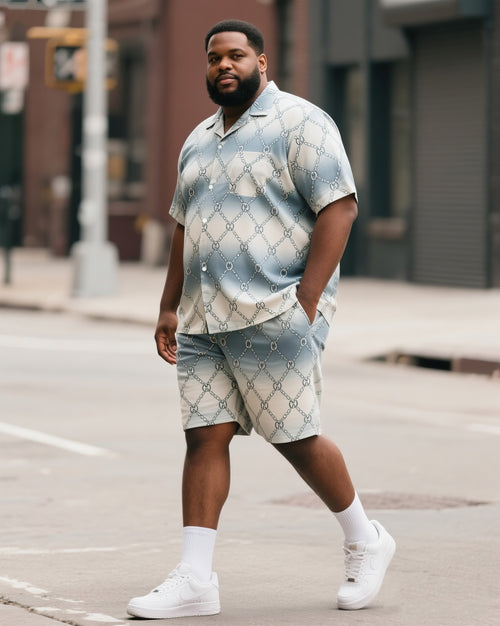 Big & Tall Gradient Streetwear T-Shirt Shorts Set for big men view 1