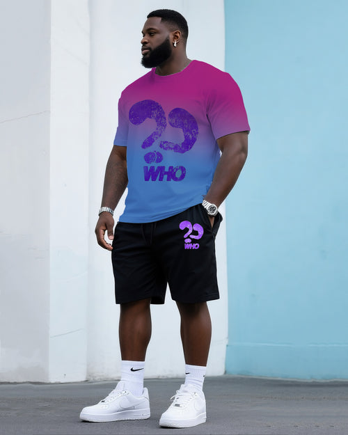 Big & Tall Gradient T-Shirt Shorts Set for big men view 1