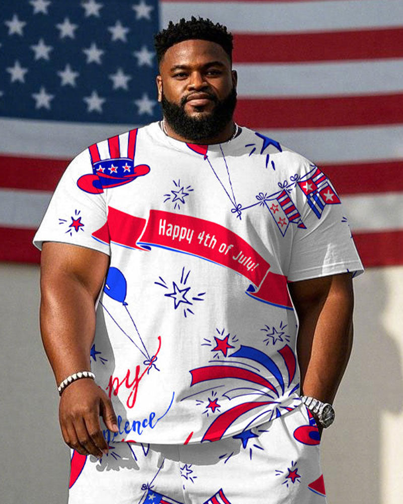 Big & Tall Streetwear T-Shirt Shorts Set for big men view 2