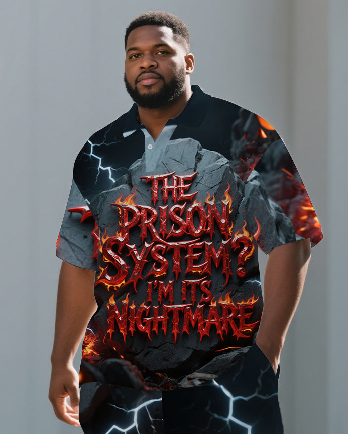 Big & Tall Graphic Polo Shorts Set for big men view 2