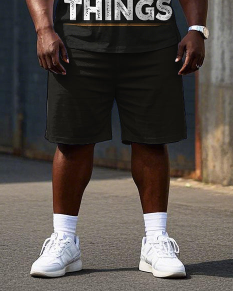 Big & Tall Graphic Streetwear T-Shirt Shorts Set for big men view 3