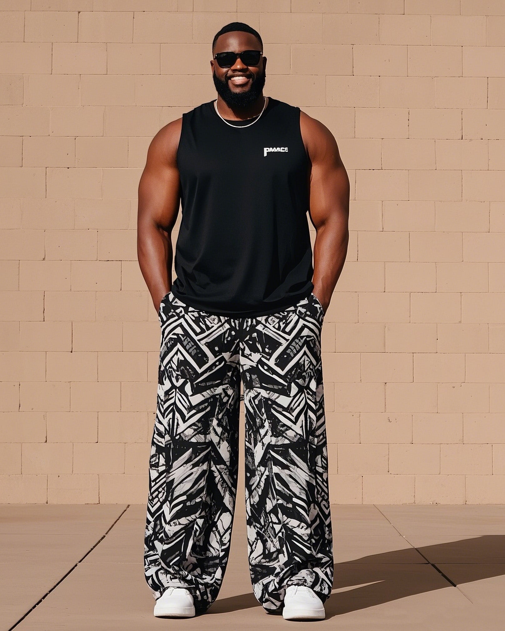 Big & Tall Floral Vest Pants Set for big men view 1