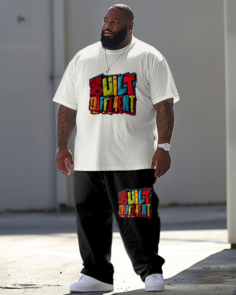 Big & Tall Graphic Graffiti T-Shirt Pants Set for big men view 1
