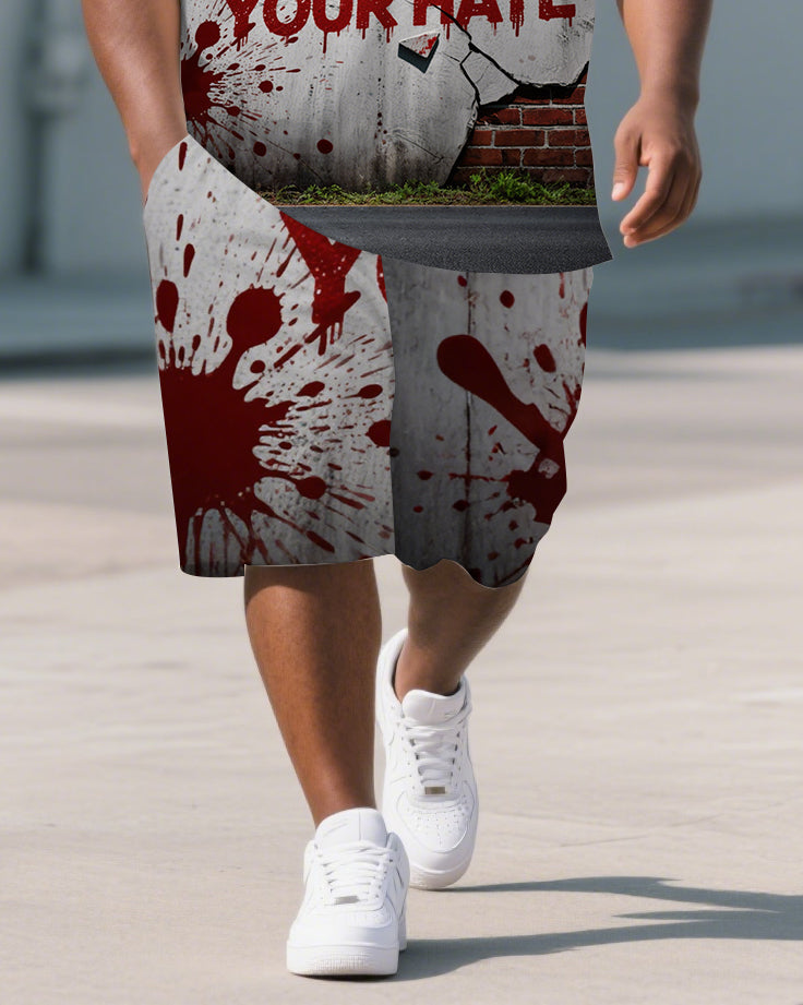 Big & Tall Graphic Graffiti Polo Shorts Set for big men view 3