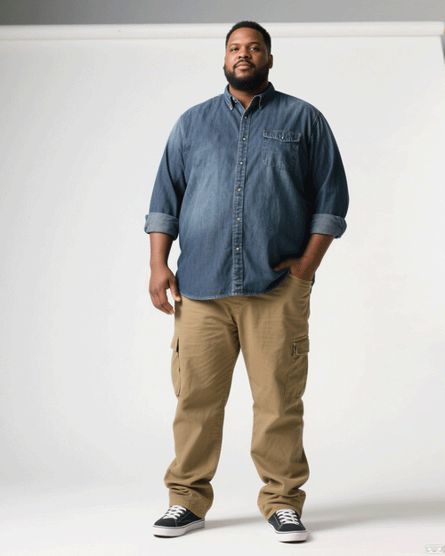 Big & Tall Khaki T-Shirt Pants Set for big men view 1