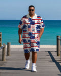 Big & Tall Hawaiian T-Shirt Shorts Set for big men view 1