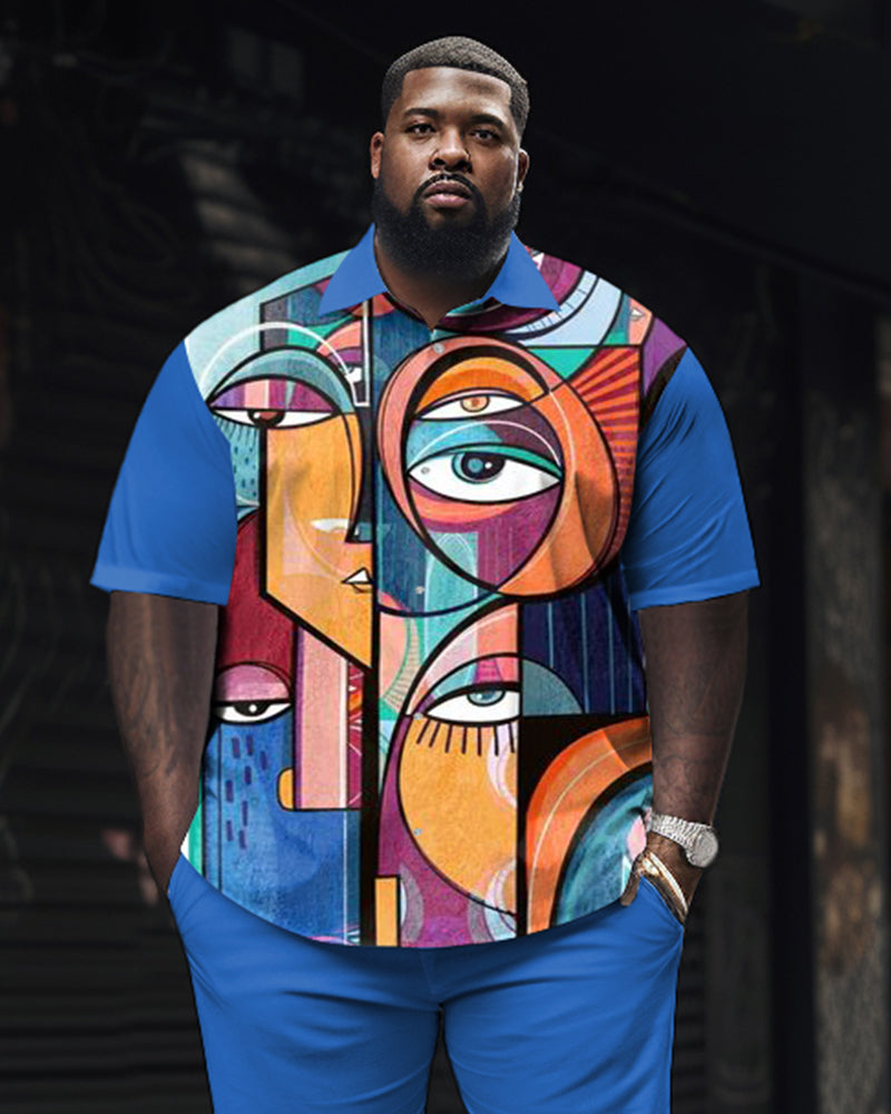 Big & Tall Geometric T-Shirt Pants Set for big men view 2